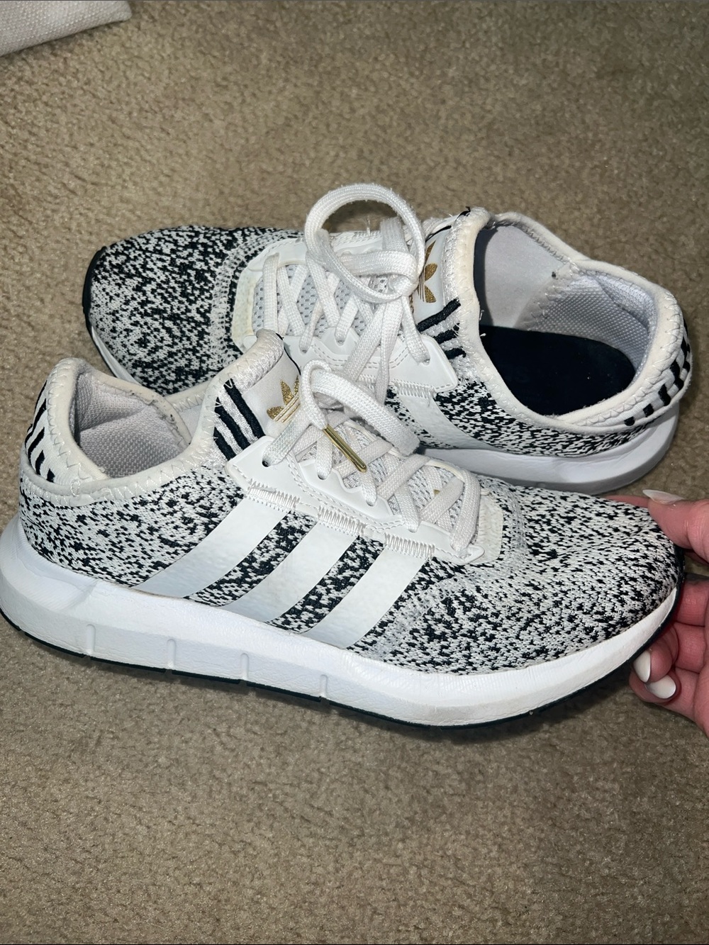 Adidas black & white gym shoes